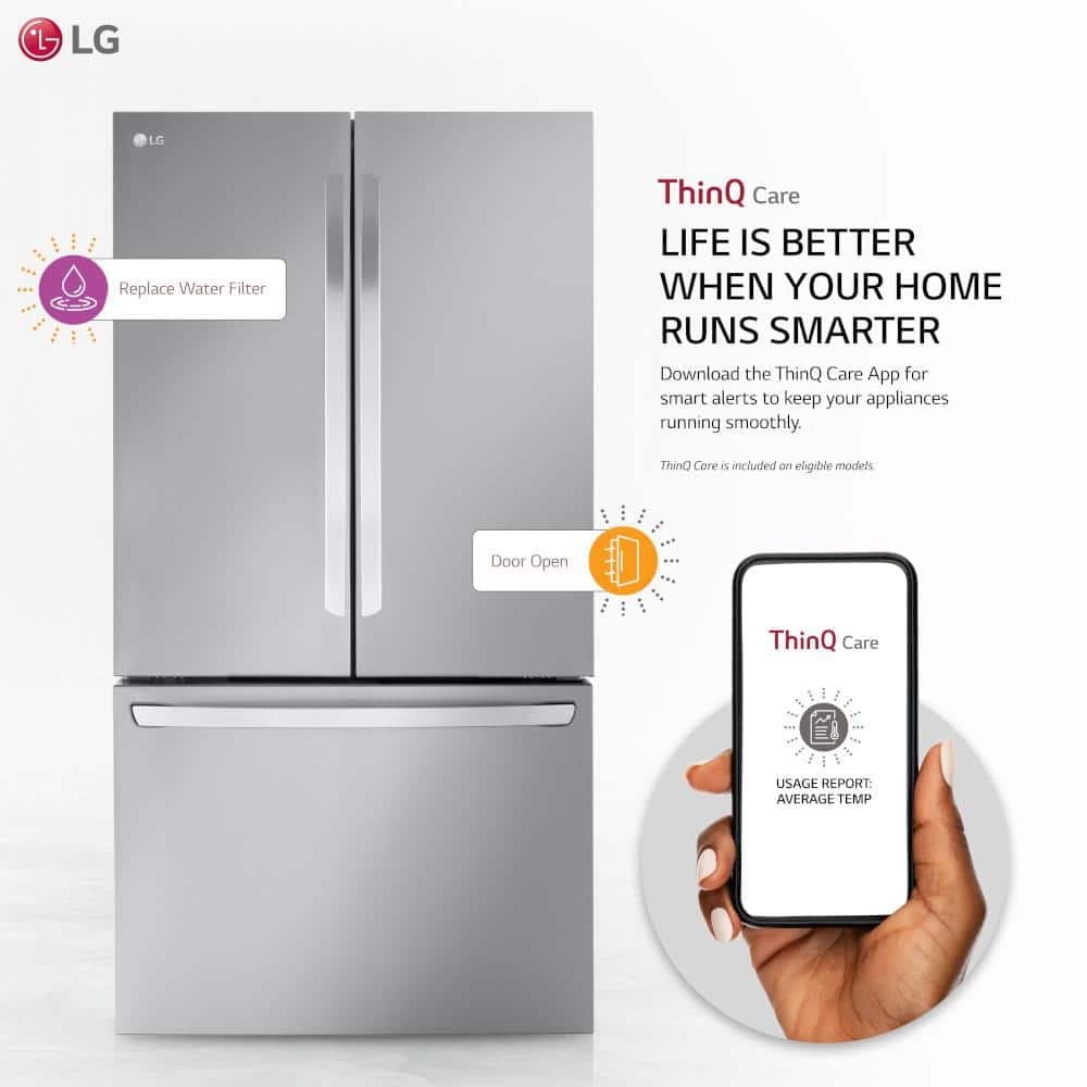 Розумний холодильник LG LRFLC2706S з французькими дверцятами об'ємом 27 кубічних футів з нержавіючої сталі