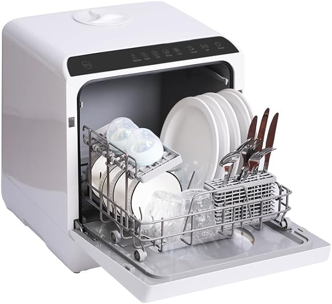 ChuMaste Countertop Dishwasher built-In Water Tank, Dishwasher Countertop For Apartments And Rvs, Compact Dishwasher With Baby Care. Air Drying and Led Light.Countertop Dishwasher No Hookup.