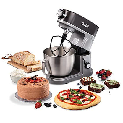 Hamilton Beach Professional All-Metal Stand Mixer with Specialty Attachment Hub, 5 Quart Bowl, 12 Speeds, Includes Flat Beater, Dough Hook, Whisk (63240)