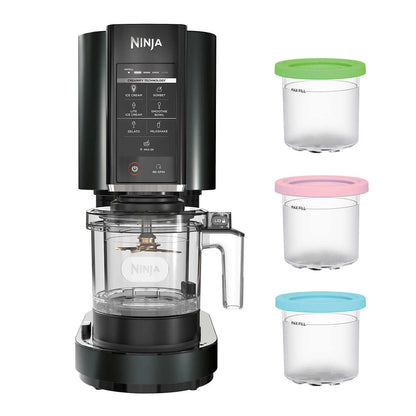 Ninja CN301CO CREAMi Compact Ice Cream Maker for Gelato, Mix-ins, Milkshakes, Sorbet, and Smoothie Bowls with 7 One-Touch Programs, Pint Container and Lids (Silver, Renewed)