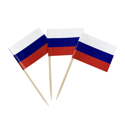 100 Pack USA American Flag US Toothpick Flags, Cocktail Picks Mini Stick Cupcake Toppers Country Picks Party Decoration Celebration Cocktail Food Bar Cake Flags (American)