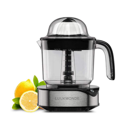 Luukmonde Electric Citrus Juicer 1.2L Large Volume, Orange Juicer with Powerful Motor and LED Working Lamp, Electric Lemon Squeezer for Orange Lemon Lime Grapefruit, Black