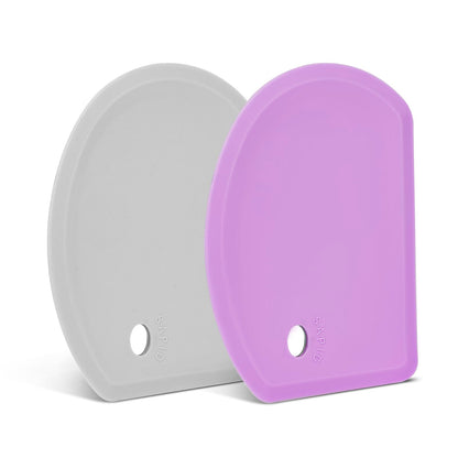 Silicone Dough Scraper with Stainless Steel Sheet, Curved Edge Flexible Bowl Scraper for Baking, Food Grade Silicone Bench Scraper for Sourdough Bread Proofing Basket, Set of 2, Gray & Orange,SAPID