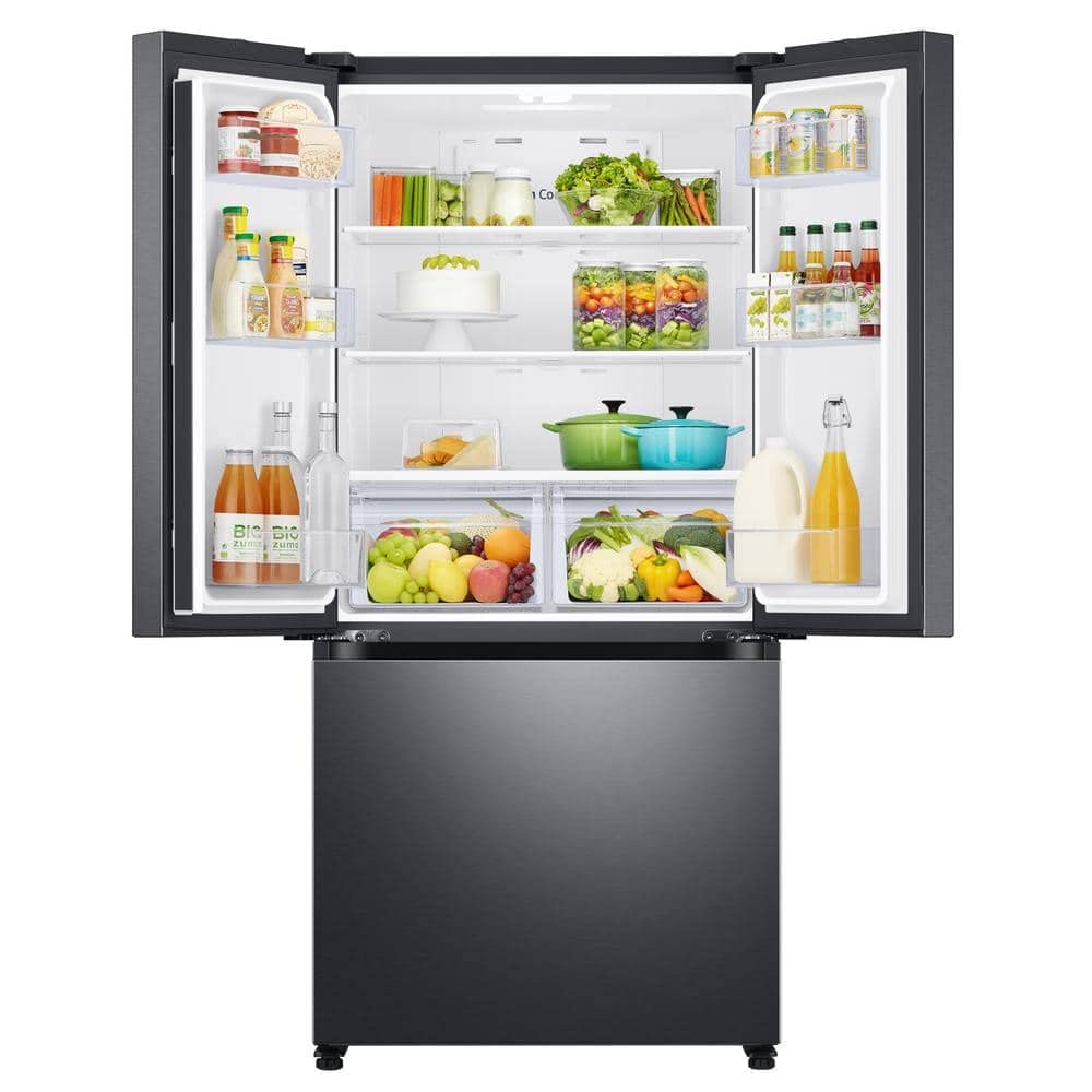 Холодильник SAMSUNG RF18A5101SG з французькими дверцятами, 18 куб. футів, Smart Counter Depth, чорний, з нержавіючої сталі