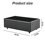 ACCOER 51in Smart Coffee Table with Built in Fridge, Living Room Table Bluetooth Sound and Wireless Charging, Type-C & USB Interface, Temperature Control, Modern Center Table with LED