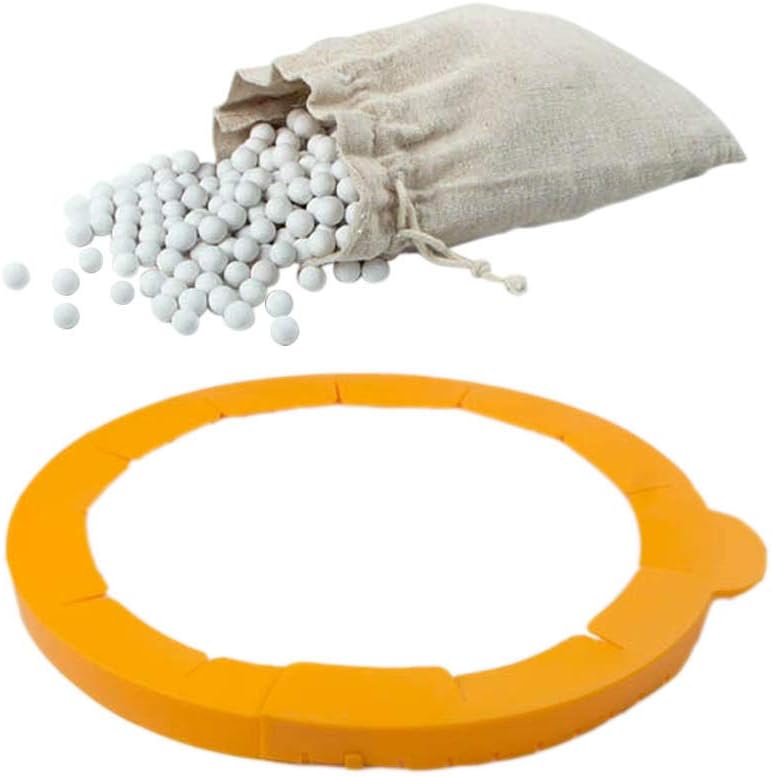 Kamehame Pie Weights Ceramic 1.2LB, Silicone Pie Crust Protector Shield Adjustable Fits 9 Inch - 11 Inch Pie Pan, Set of 2 for Tart, Pizza, Pie Pastry Baking Value Pack