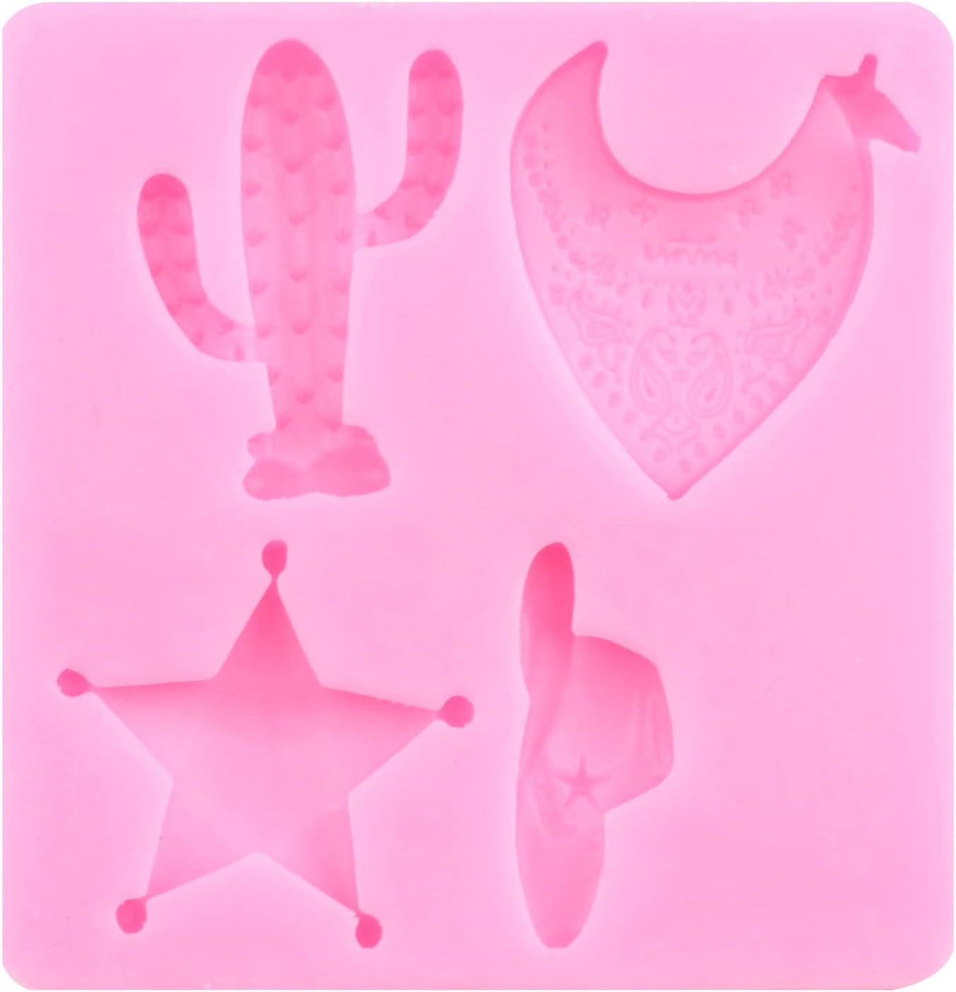 Mujiang Bull Head Silicone Molds Feather Arrow Cowboy Boots Horseshoe Hoof Fondant Mold Chocolate Cactus Star Shoe Mold For Candy Cake Decorating Cupcake Topper Gum Paste Polymer Clay Set Of 6