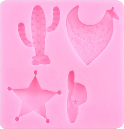 Mujiang Bull Head Silicone Molds Feather Arrow Cowboy Boots Horseshoe Hoof Fondant Mold Chocolate Cactus Star Shoe Mold For Candy Cake Decorating Cupcake Topper Gum Paste Polymer Clay Set Of 6