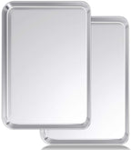 Wildone Baking Sheet Set of 2 - Stainless Steel Cookie Sheet Baking Pan, Size 16 x 12 x 1 inch, Non Toxic & Heavy Duty & Mirror Finish & Rust Free & Easy Clean