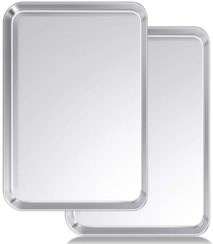Wildone Baking Sheet Set of 2 - Stainless Steel Cookie Sheet Baking Pan, Size 16 x 12 x 1 inch, Non Toxic & Heavy Duty & Mirror Finish & Rust Free & Easy Clean