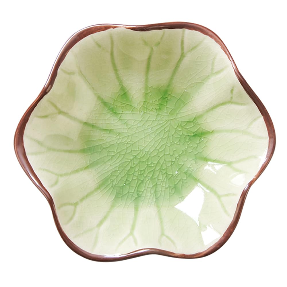 Lotus Leaf Shape Ring Holder Dish, Small Key Bowl, Ceramic Trinket Tray Jewelry Dish Organizing Necklace Earrings for Mom Friend Sister, White. All Jewelries Are NOT Included.