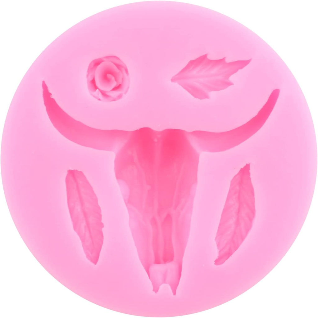 Mujiang Bull Head Silicone Molds Feather Arrow Cowboy Boots Horseshoe Hoof Fondant Mold Chocolate Cactus Star Shoe Mold For Candy Cake Decorating Cupcake Topper Gum Paste Polymer Clay Set Of 6