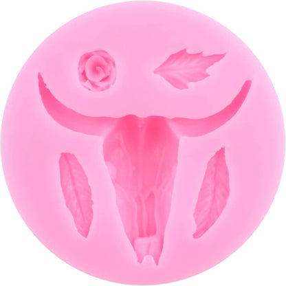 Mujiang Bull Head Silicone Molds Feather Arrow Cowboy Boots Horseshoe Hoof Fondant Mold Chocolate Cactus Star Shoe Mold For Candy Cake Decorating Cupcake Topper Gum Paste Polymer Clay Set Of 6