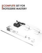 Zestaw do grilla rożenowego, automatyczny obrotowy grill, uniwersalne rożna grillowe z certyfikatem UL z silnikiem 120 V 4 W, prętem do rożna 28”, widelcami 2 x 4, kompletnymi uchwytami i śrubą mocującą do ogrodu i na zewnątrz