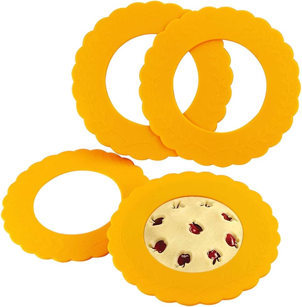 Webake Mini Silicone Pie Shield 4 Pack, Pie Crust Protector Shield for Mini Pie Pans, BPA Free European Food Grade Silicone Pinch Test Passed, Fits Rimmed Pie Dish 5” - 6” to Protect Edge from Burning