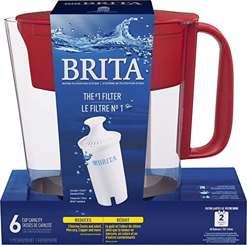 Dzbanek filtrujący wodę Brita Metro, dzbanek na wodę bez BPA, zastępuje 1800 plastikowych butelek na wodę rocznie, wystarcza na dwa miesiące lub 40 galonów, zawiera 1 filtr, akcesoria kuchenne, mały - pojemność 6 filiżanek