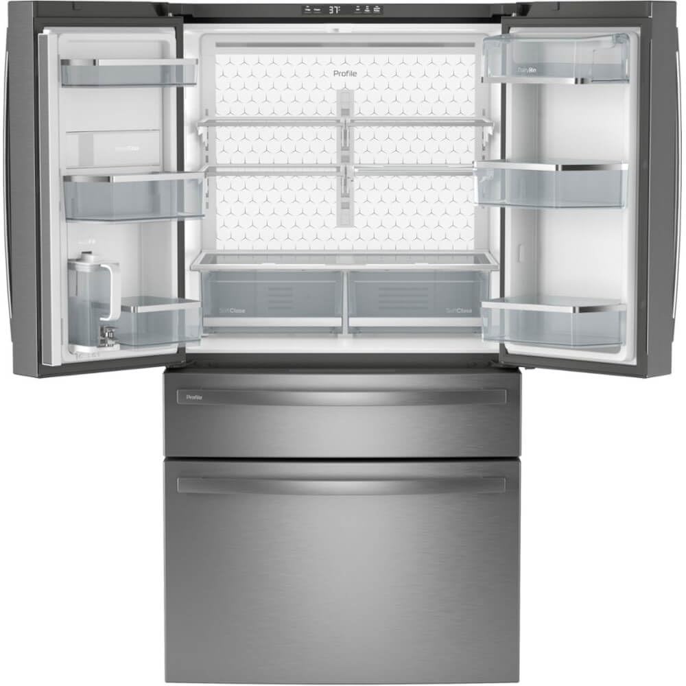 GE Profile PGE29BYTFS 36 Inch Freestanding 4-Door Smart French Door Refrigerator