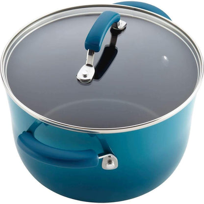 Rachael Ray Brights Nonstick Cookware Set / Pots and Pans Set - 14 Piece, Marine Blue