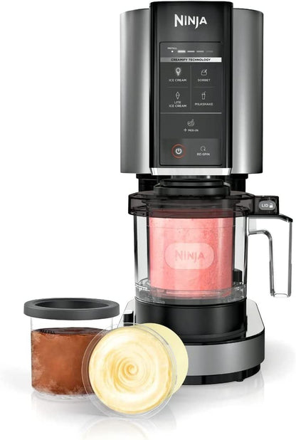 Ninja NC300 CREAMi Ice Cream Maker with (2) Pint Containers & Lids, Silver (Renewed)