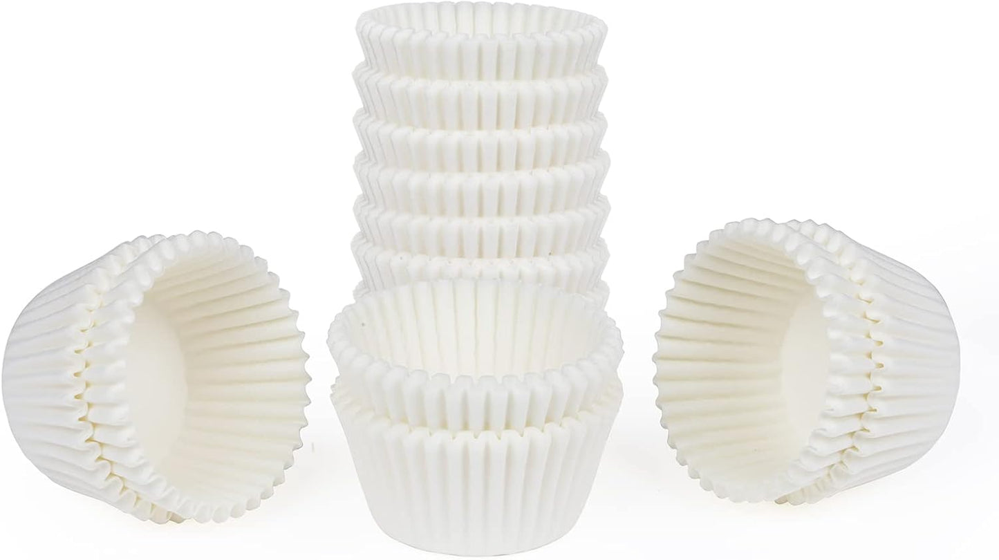 Caperci 500 Count Mini Cupcake Liners White Muffin Liners Greaseproof No Smell Small Cupcake Wrappers Baking Cups