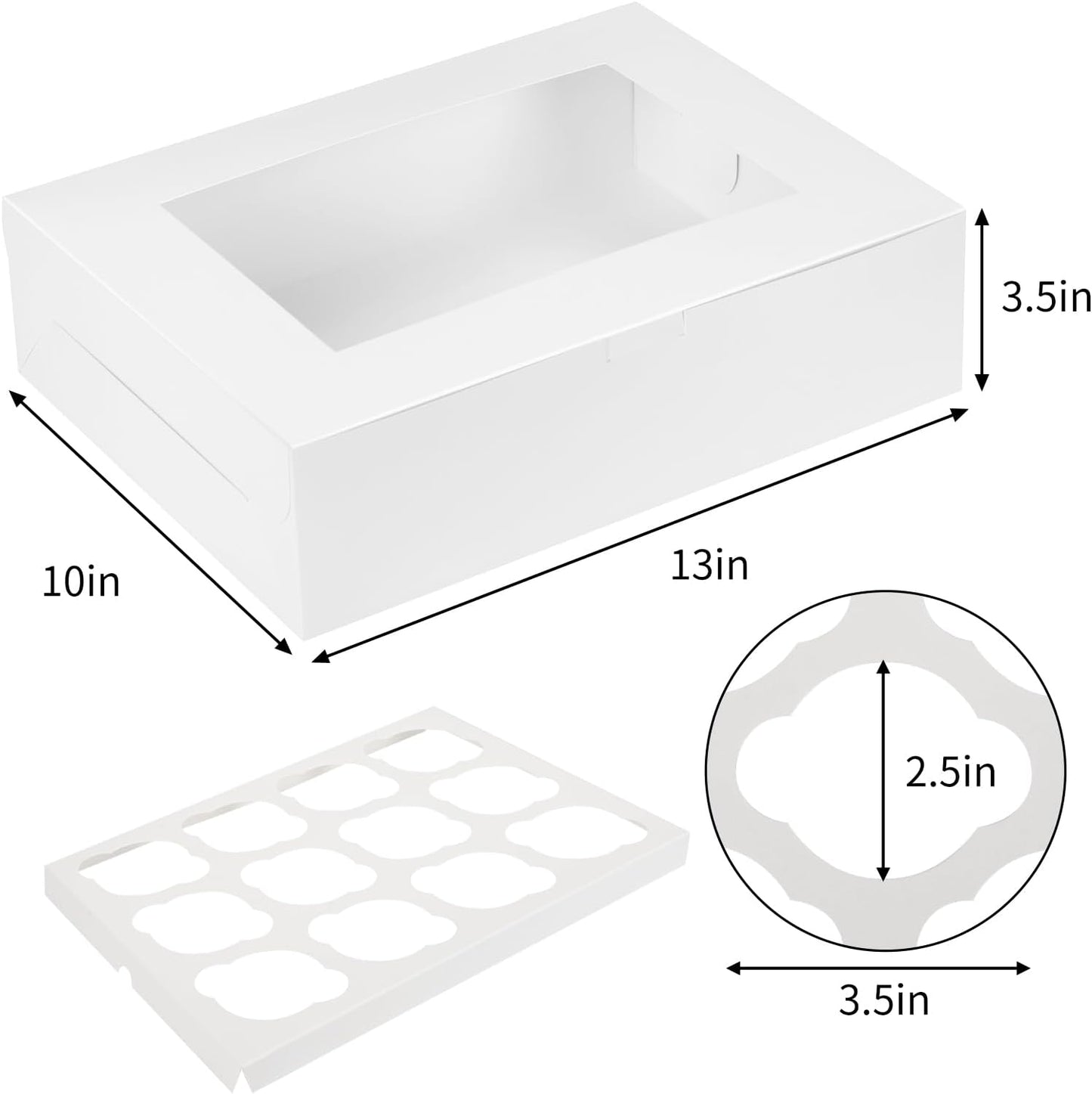 Moretoes 15 Sets Cupcake Boxes, 12 Count Cupcake Containers, 13x10x3.5 Inches Bakery Boxes with Window and Inserts to Fit Muffins, for Birthday Holiday Party Bakery Supplies
