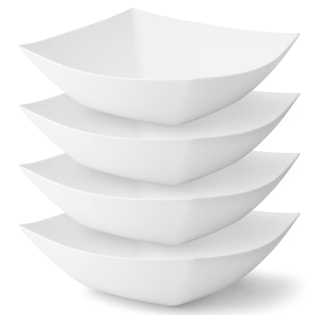 Posh Setting - Clear Plastic Serving Bowls for Party (8oz - 4 Pack) Square, Disposable, Salad & Fruit Bowls for Party Table, Candy Containers for Candy Buffet