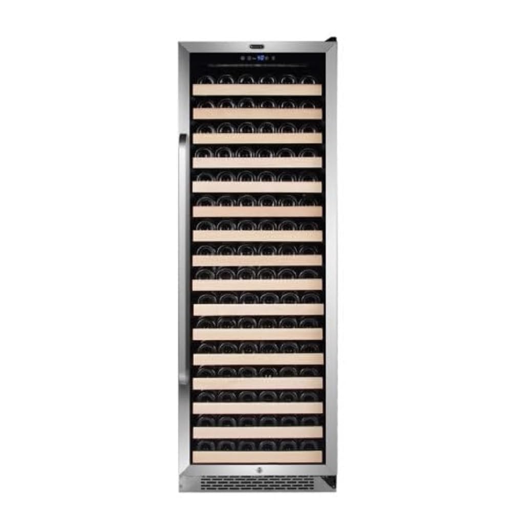 Whynter BWR-1662SD 166 Built-in or Freestanding Stainless Steel Compressor Large Capacity Wine Refrigerator Rack for Open LED Display, Black-166 Bottle, Black