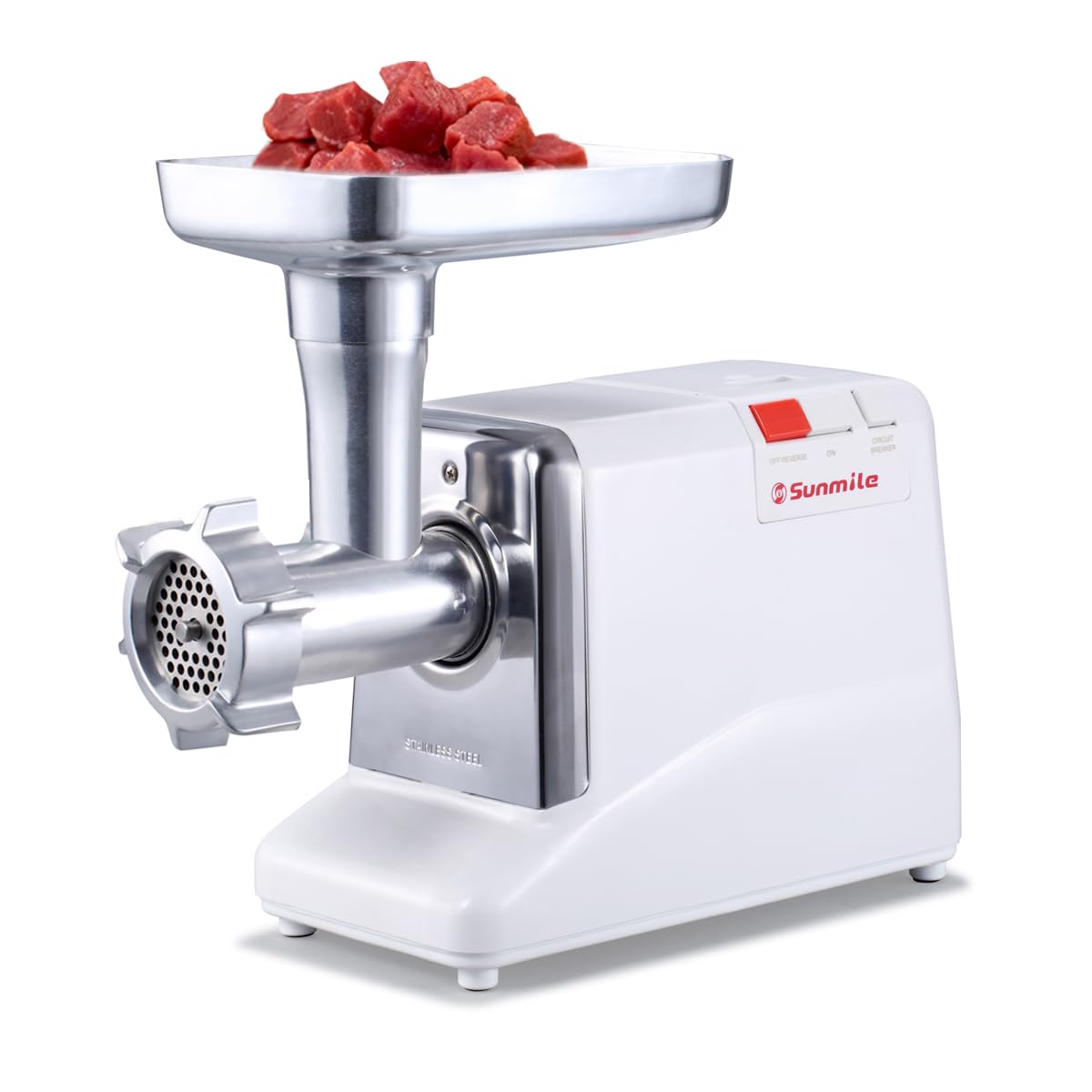 Sunmile SM-G50 ETL Electric Meat Grinder - Max 1.3 HP 1000W Heavy Duty Meat Mincer Sausage Grinder - Metal Gears, Reverse, Circuit Breaker, Stainless Steel Cutting Blade and Plates, 1 Sausage Stuffs