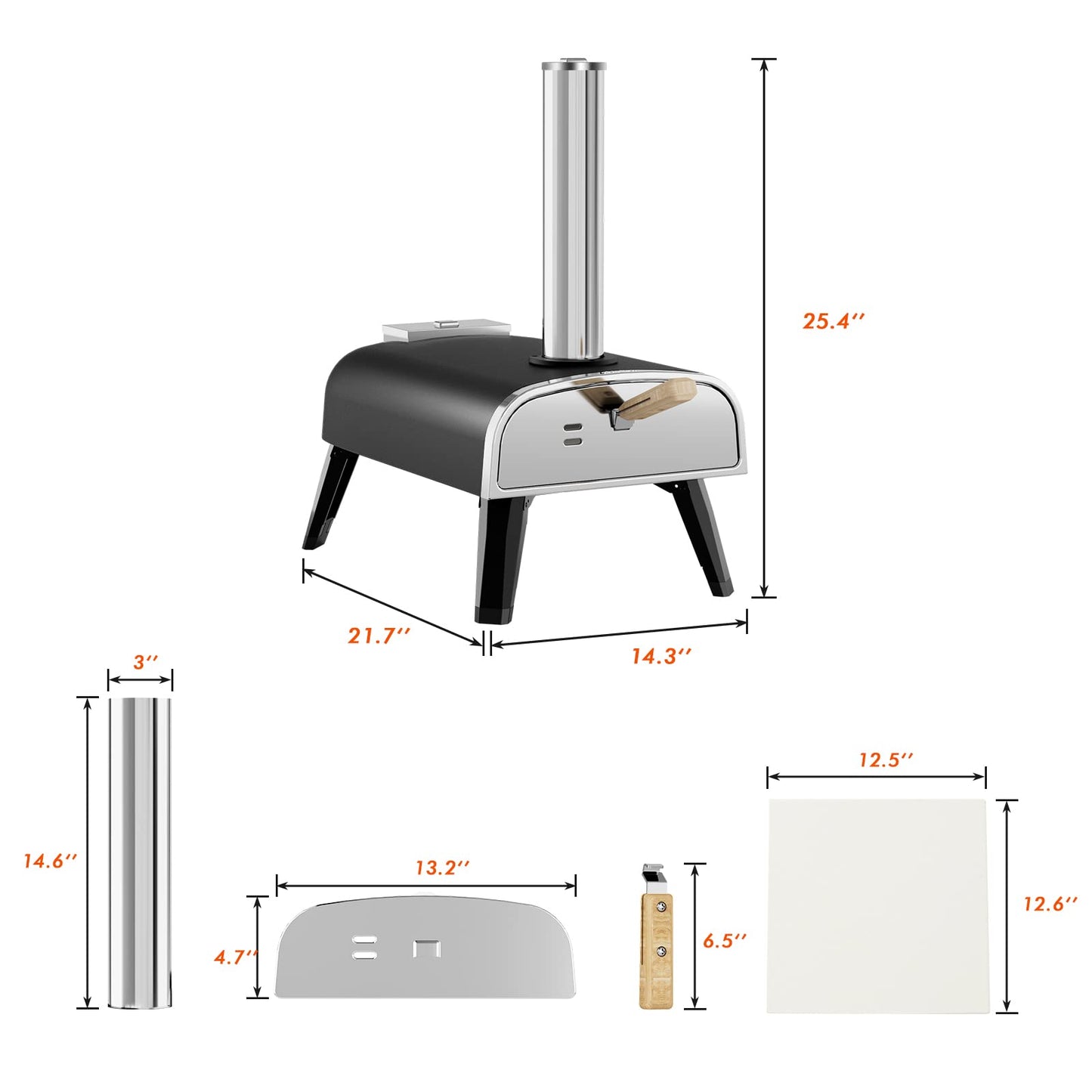 aidpiza Pizza Oven Outdoor 12" Wood Fired Pizza Ovens Pellet Pizza Stove for outside, Portable Stainless Steel Pizza Oven for Backyard Pizza Oven