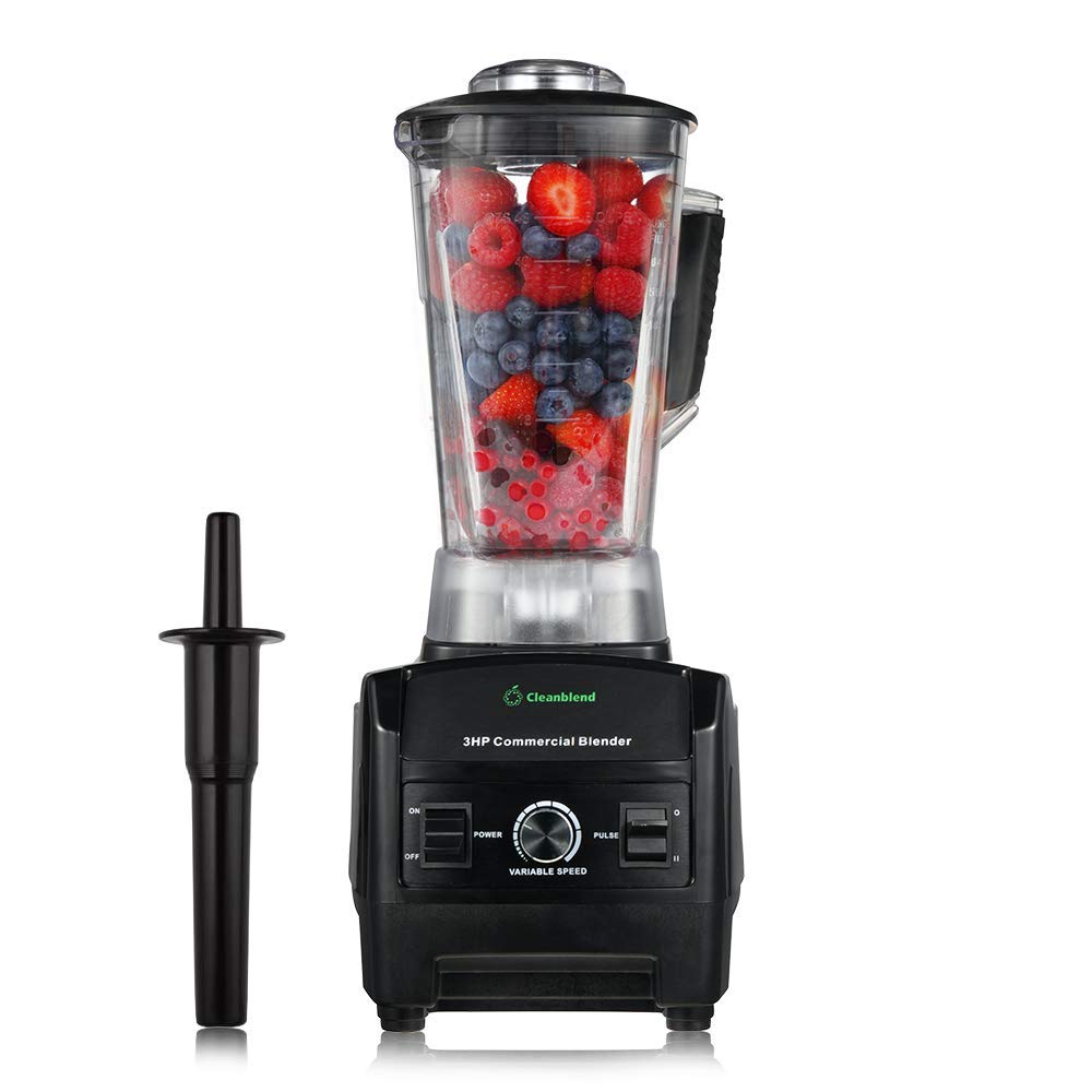 Blender komercyjny Cleanblend z 5-letnią pełną gwarancją - 1800 W, 3 KM, 64 uncje, wydajny, profesjonalny blender stołowy z ostrzami ze stali nierdzewnej
