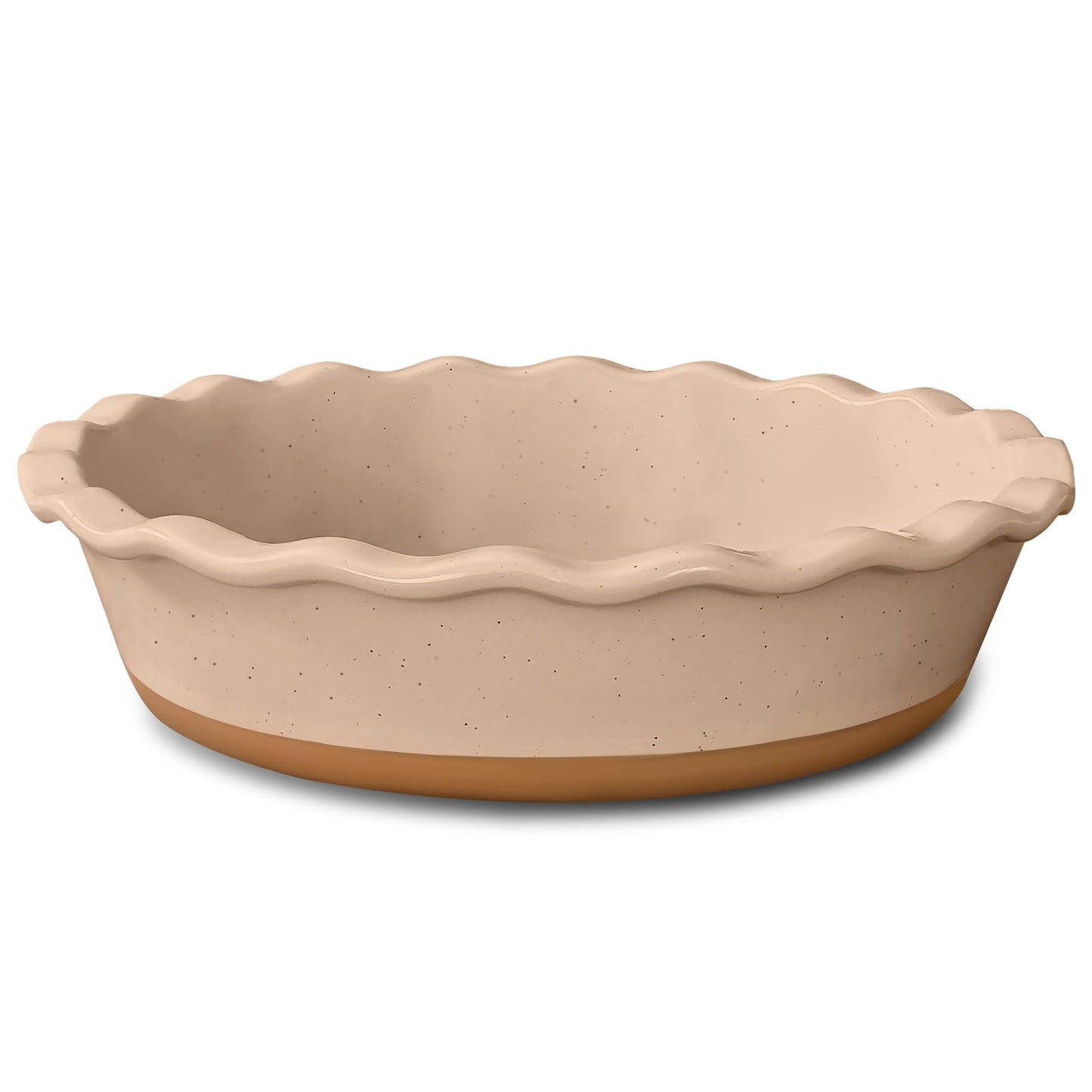 Mora Ceramic Deep Fluted Pie Dish for Baking - 9 inch Porcelain Pie Plate for Apple, Quiche, Pot Pies, Tart, etc. - Modern Farmhouse Style - Vanilla White