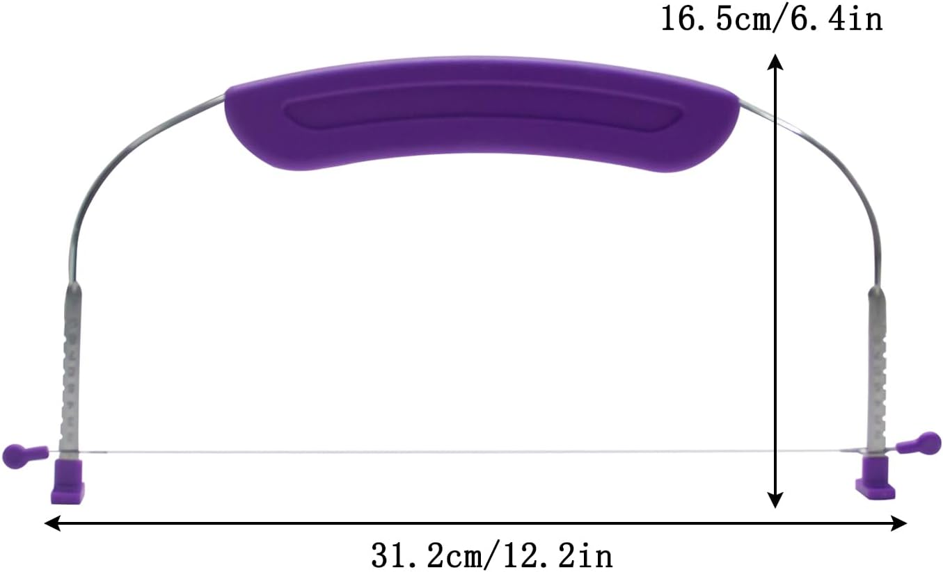 Adjustable Cake LevCake Cutter Slicer Leveler, 9 Different Height Premium Food Grade Stainless Steel Double Wires Cake Cutter/Slicer/Adjustable Cake Leveler for Leveling and Molding (Purple)