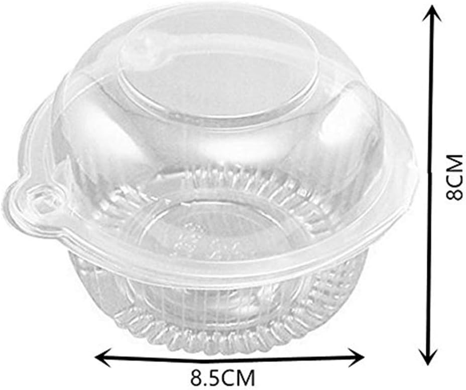 BlueSnail 50 pieces Plastic Single Individual Cupcake Muffin Dome Holders Cases Boxes Cups Pods