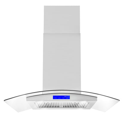 COSMO COS-668ICS900 36 in. Lumin Collection 380 CFM Ducted Island Range Hood, Soft Touch Controls, LED Lights, Stainless Steel