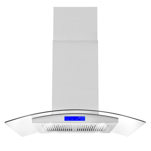 COSMO COS-668ICS900 36 in. Lumin Collection 380 CFM Ducted Island Range Hood, Soft Touch Controls, LED Lights, Stainless Steel