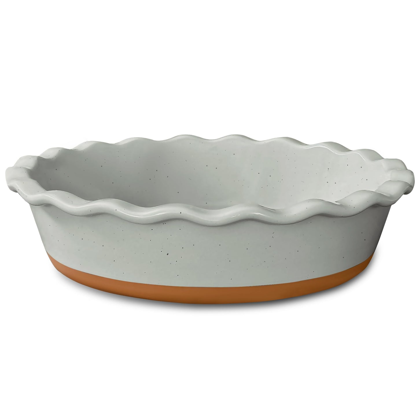 Mora Ceramic Deep Fluted Pie Dish for Baking - 9 inch Porcelain Pie Plate for Apple, Quiche, Pot Pies, Tart, etc. - Modern Farmhouse Style - Vanilla White