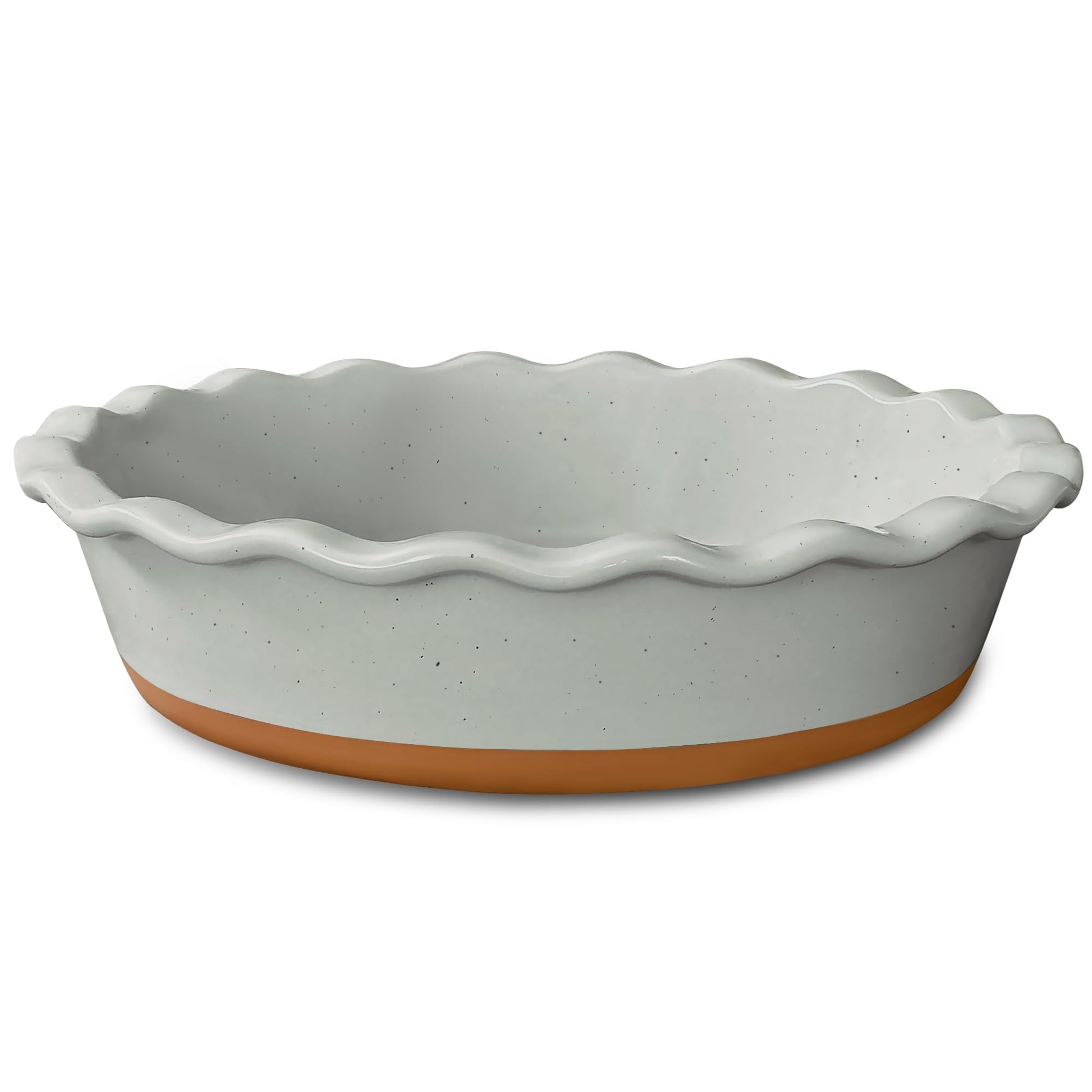 Mora Ceramic Deep Fluted Pie Dish for Baking - 9 inch Porcelain Pie Plate for Apple, Quiche, Pot Pies, Tart, etc. - Modern Farmhouse Style - Vanilla White