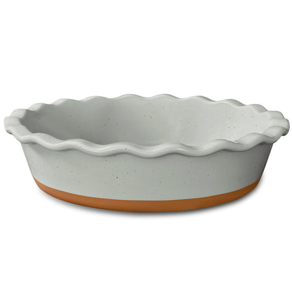 Mora Ceramic Deep Fluted Pie Dish for Baking - 9 inch Porcelain Pie Plate for Apple, Quiche, Pot Pies, Tart, etc. - Modern Farmhouse Style - Vanilla White