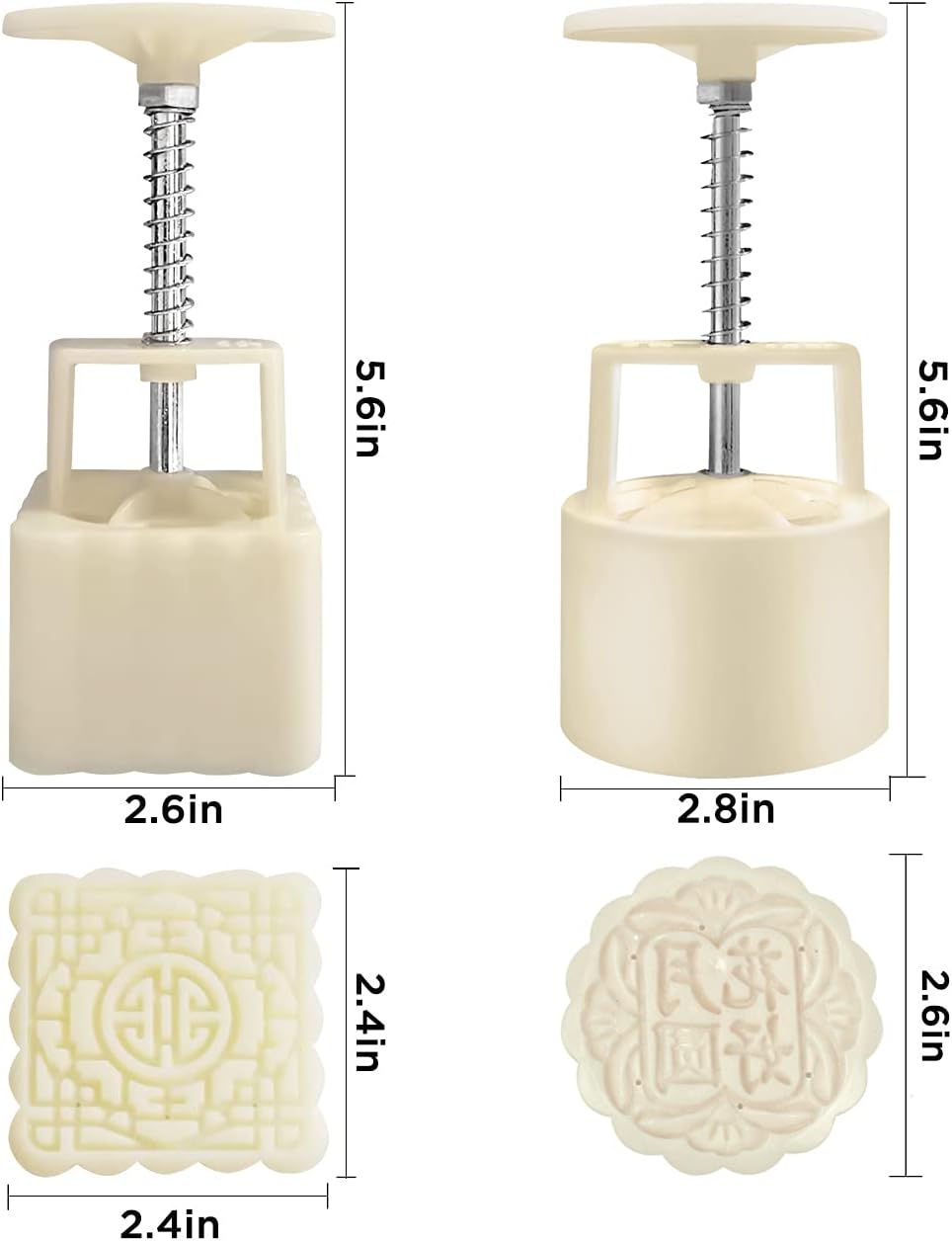 Chinese Traditional Mid-Autumn Mooncake Mold，Biscuit Stamping Machine，18 pcs 100g/125g Different Round And Square Flower Pattern For 2 Sets.