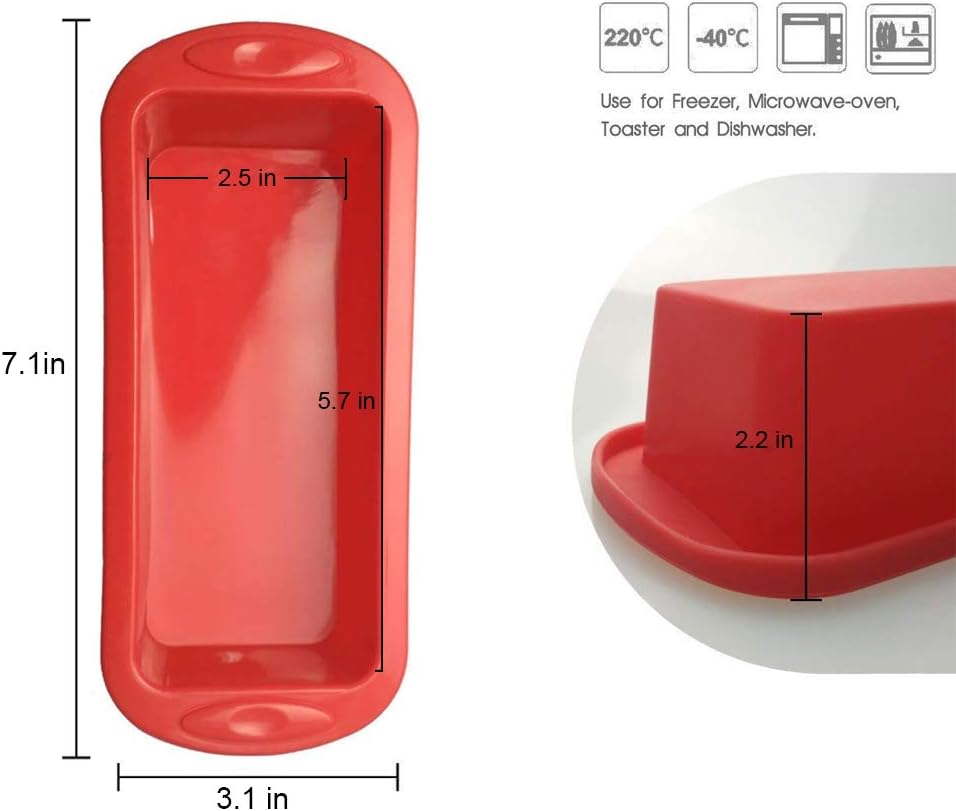 SILIVO 4 Pack Mini Loaf Pans - Nonstick Silicone Bread Baking Pans for Small Loaf and Meatloaf - 5.7x2.5x2.2 Inch