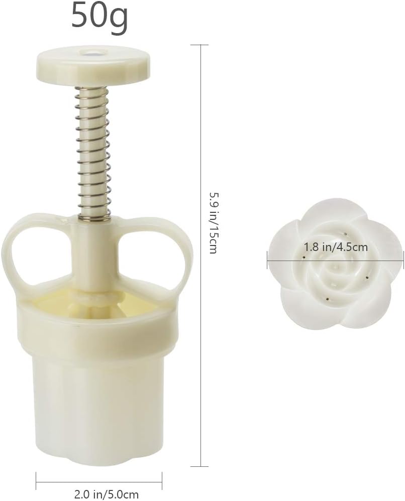 Moon Cake Mold Chinese Mid-autumn Festival Cookie Stamp Set, Thickness Adjustable 50g 6 Stamps Mooncake Shortbread Press DIY Decoration Hand Cutter Cake Polvoron Mold