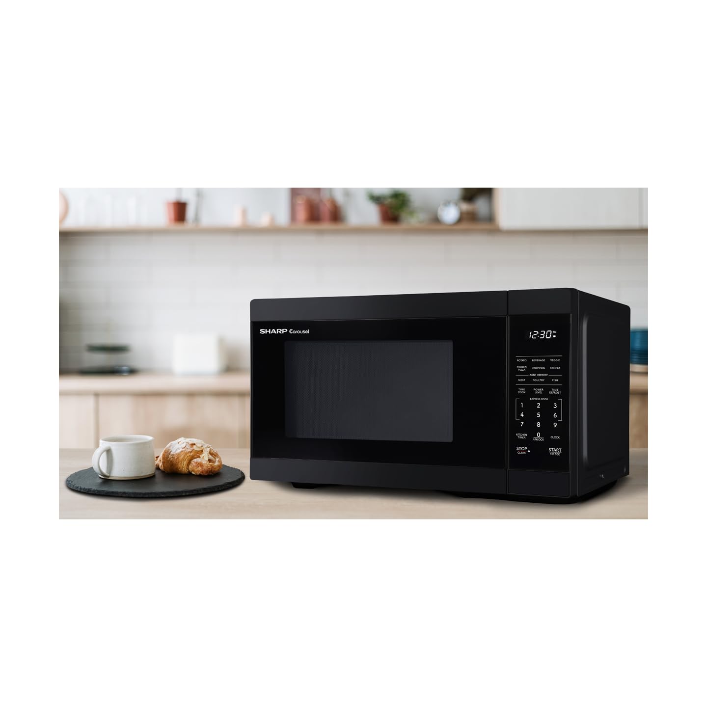 SHARP SMC1161KB Oven with Removable 12.4" Carousel Turntable, Cubic Feet, 1000 Watt Countertop Microwave, 1.1 CuFt, Black