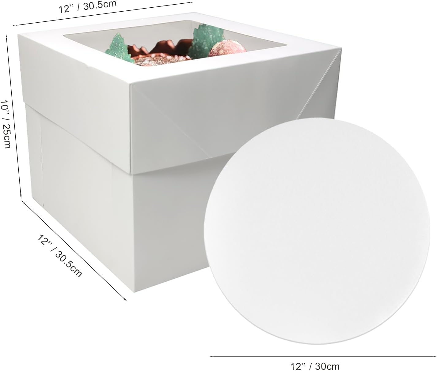 3 sets Cake Boxes 12x12x10 inches with Boards Bakery Boxes for Cakes