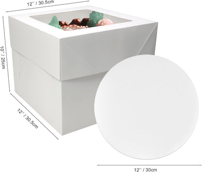 3 sets Cake Boxes 12x12x10 inches with Boards Bakery Boxes for Cakes