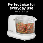 Proctor Silex Durable Electric Vegetable Chopper & Mini Food Processor for Chopping, Puree & Emulsify, 1.5 Cup, 1.5 cups, White