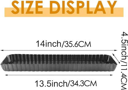 Rectangular Tart Pan 14 Inch Nonstick Quiche Pie Pan with Removable Bottom Tart Pan for Pies, Quiche Bakeware, Cheese Cakes, Desserts