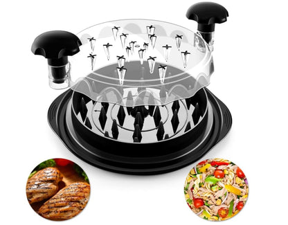 Chicken Shredder Large Chicken Breast Shredder Tool with Compartment, Transparent Lid Visible Meat Shredder Machine, Anti-Slip Strip, Ergonomic Handle , Suitable for Pork Beef Chicken(Black)