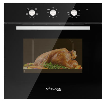 GASLAND 24 Inch Single Wall Oven, 24'' Built-in Electric Ovens, 240V 3240W 2.3Cu.ft 5 Cooking Functions of Grill Conventional Timer, CSA Approved, Black Glass