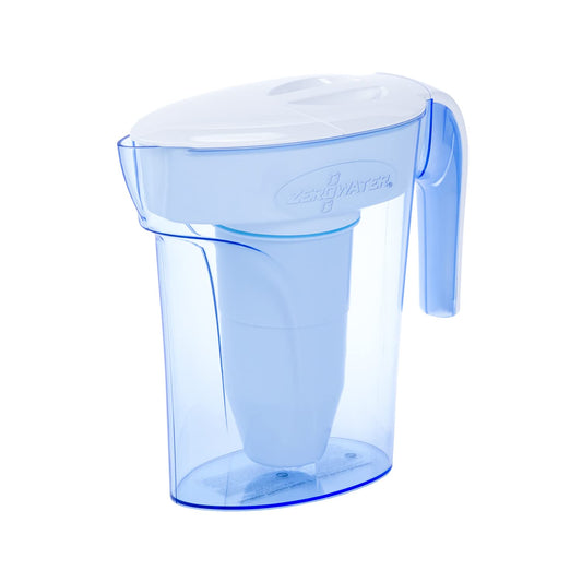 ZeroWater 7-Cup Ready-Pour 5-Stage Water Filter Pitcher with 5-Stage 0 TDS Water Filter – IAPMO Certified to Reduce Lead, Chromium, and PFOA/PFOS