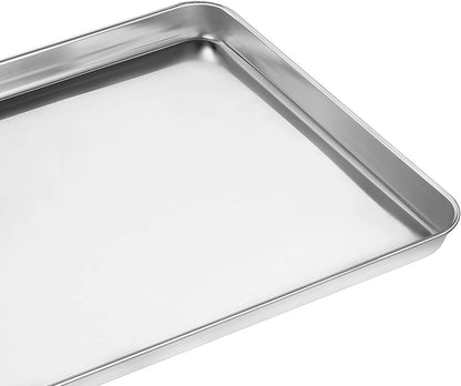 Wildone Baking Sheet Set of 2 - Stainless Steel Cookie Sheet Baking Pan, Size 16 x 12 x 1 inch, Non Toxic & Heavy Duty & Mirror Finish & Rust Free & Easy Clean